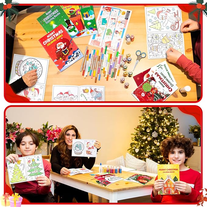 90shine 54Pcs Christmas Coloring Books for Kids Bulk: Xmas Stockings Goodie Bags Stuffers Winter Party Favors Gifts Holiday Class Activity Supplies