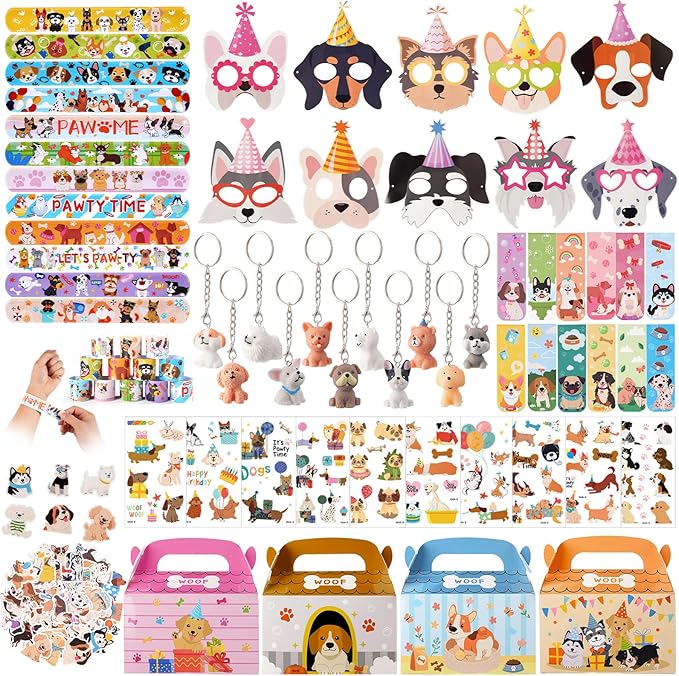 Vanblue 122 Pcs Dog Party Favors Puppy Birthday Decorations for Kids Classroom School Reward Gift Prizes Adopt a Puppy Themed Party Supplies,Dog Pinata Goodie Bag Stuffers for Boys Girls