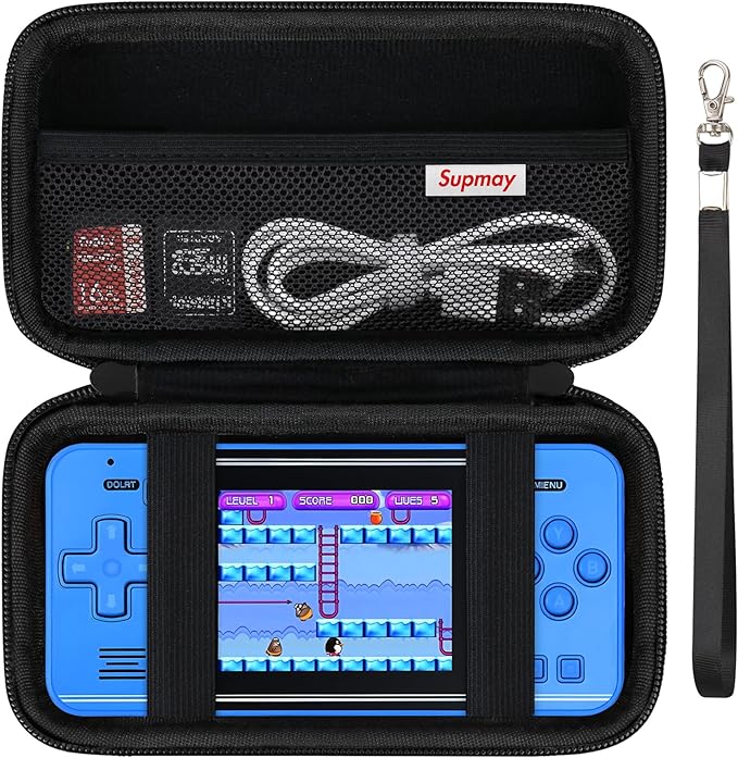 Supmay Carrying Case Compatible with Voichic 32 Bit Handheld Game Console for Kids Adults, Preloaded 135 Retro Portable Gaming Player Storage Holder Travel Bag with Mesh Pocket for USB Cable, Black