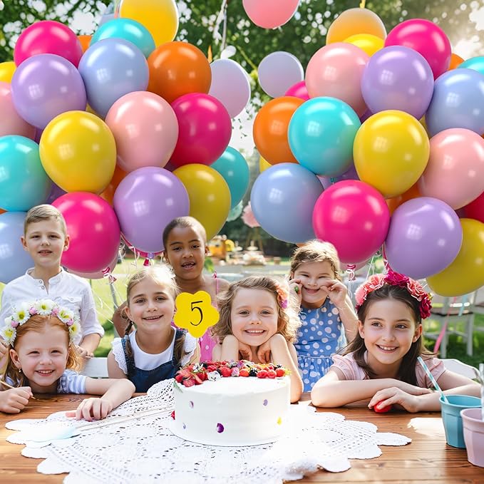 Tropical Balloons, 12 Inch Multicolor Rainbow Ballons Fruit Green Slate Blue Matt Orange Hot Pink Yellow Blue Purple Balloon for Birthday, Baby Shower, Wedding, Summer Party DIY Decorations