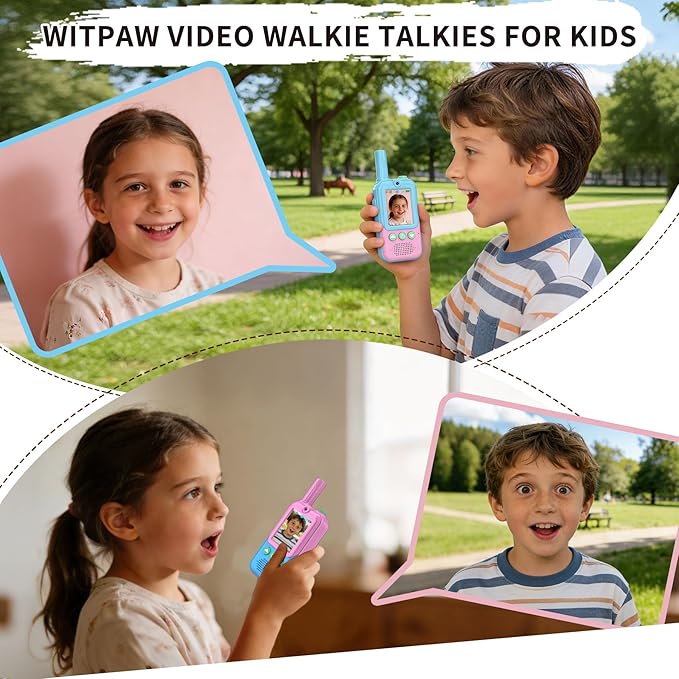 Video Walkie Talkies for Kids 2 Pack, 500ft Range Rechargeable Kids Walkie Talkies with HD Camera & 4 Voice Changer, 2 Way Radio Toys for 3-12 Year Old Girls Boys for Camping Outdoor Adventure