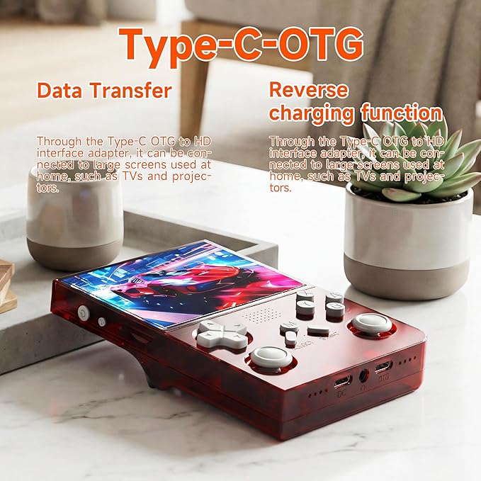 R40 Retro Handheld Game Console with Storage Case - Open Source System,3.5" IPS Screen, 18,000+ Classic Games, 128G TF Card, 3000mAh Battery, Portable Gaming Player for Travel, Red
