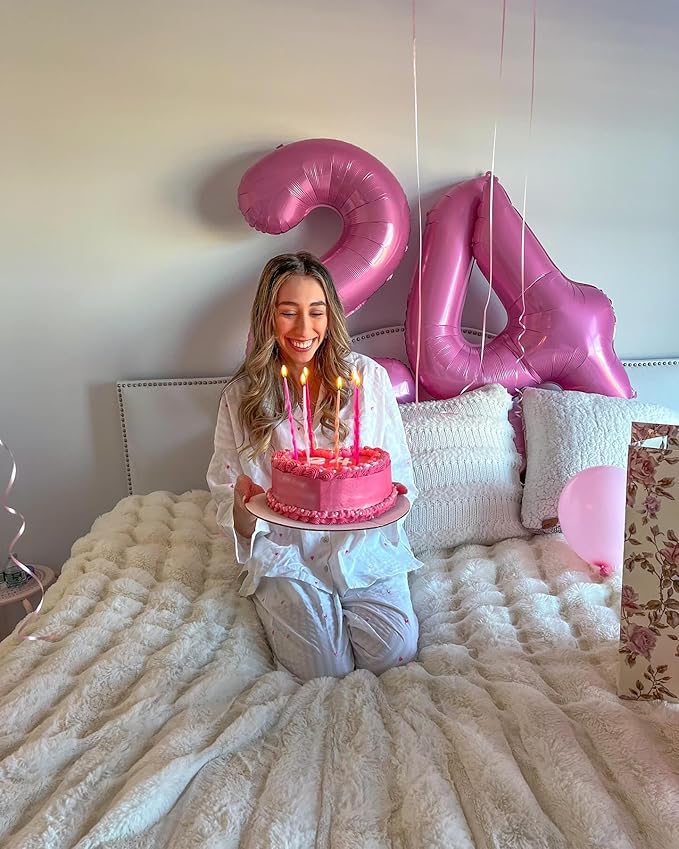 Pink Number Balloon 40 Inch, 0 Number Balloons, 10 20 30 40 50 Numbers Balloon Birthday Decorations, Party Supplies for Women
