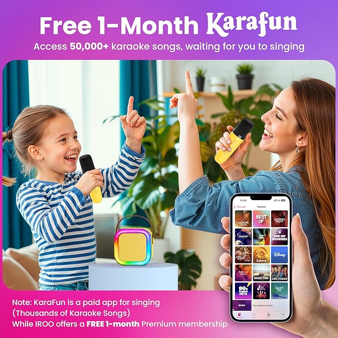 Mini Karaoke Machine for Kids, 2026 TOP Toys Birthday Gifts Ideas for Girls Ages 4, 5, 6, 7, 8, 9, 10, 12+ Years Old, Portable MP3 Player with 2 Wireless Mics for Family Home Party