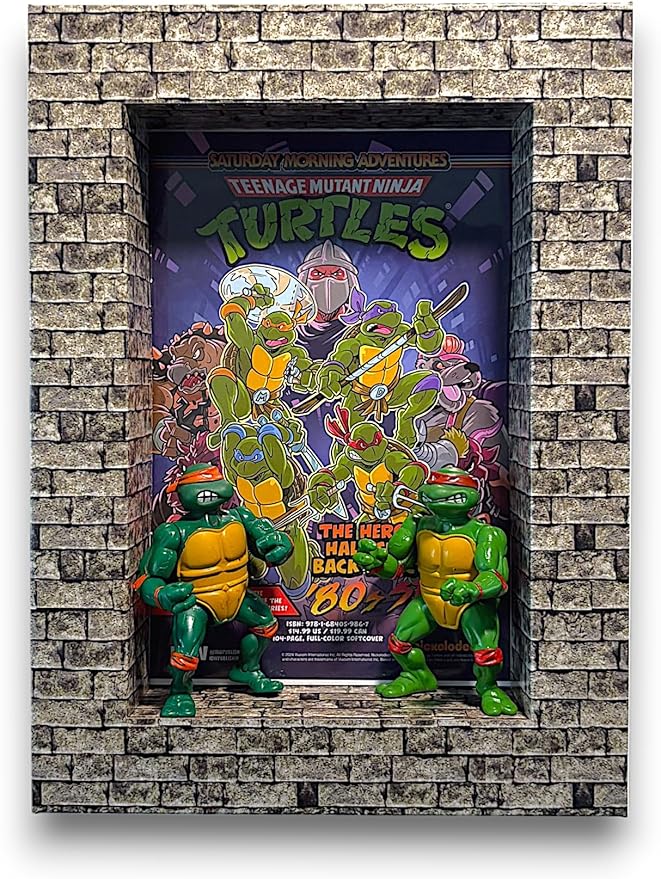Stone Design Shadowbox Frame – USA Made Showcase for Figurines, Collectibles, Comic Books, Actions Figures, Toys – Lightweight & Durable Corrugated Display Case with Optional Shelves (Single)