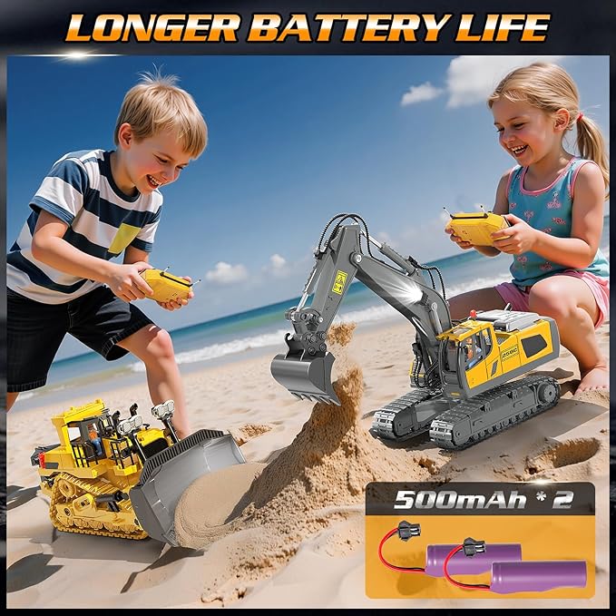 RC Bulldozer Toy for Boys, Remote Control Play Bulldozer Construction Vehicles, 9CH 2.4Ghz Track Type Tractor Dozer with Metal Blade & Light, Truck Toys for Kids 3-12 Year Old Christmas Birthday Gifts