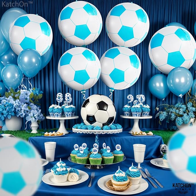 Katchon, Blue Soccer Balloons 22 Inch-pack Of 6 | Soccer Birthday Party Decorations | Soccer Ball Balloons, soccer Theme Party Decorations | Gender Reveal Decorations, Sports Themed Party decorations