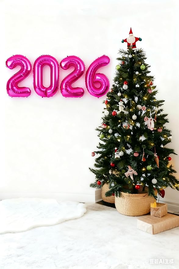 40 Inch Hot Pink 2026 Number Balloon, 2026 Hot Pink New Year Balloons, Party Supplies for Pink Graduation Decorations 2026