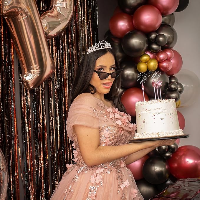CIEHER 15th Birthday Crown + Sash + Pearl Pin Set, It's My 15th Birthday Decorations, Women's Happy Birthday Party Supplies