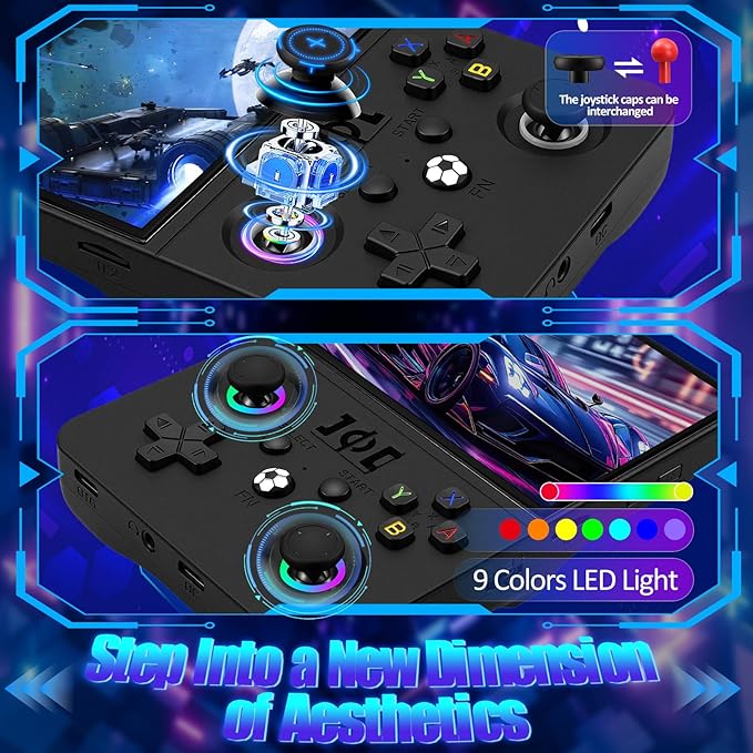 R36MAX2 Retro Gaming Console, 4.5 Inch 4K HD IPS Screen Retro Video Game Console, Handheld Game Console Preloaded 30+ Emulator Games, Linux System, Portable Video Console for Adult