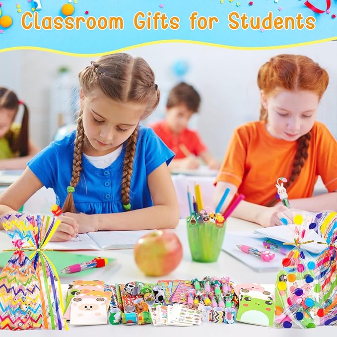 Stationery Party Pack, 24 Pack Birthday Goodie Bags with Multicolor Pen Mini Notebooks for Goodie Bag Easter Classroom Gifts Kids Class Rewards Prizes