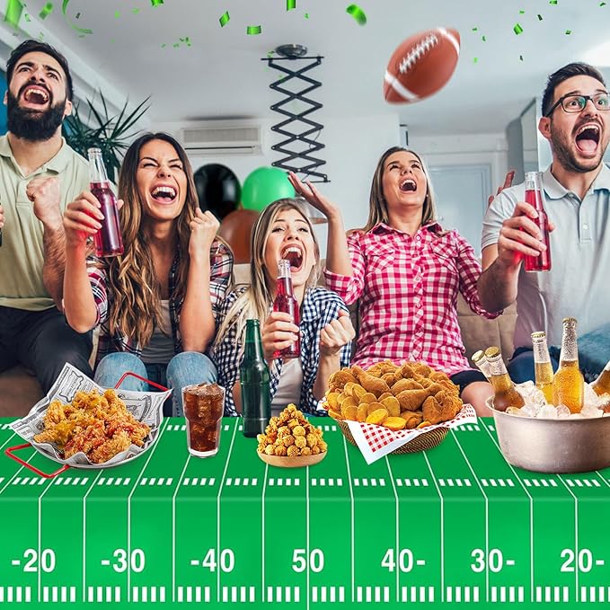 Football Party Decorations Disposable Tablecloth Plastic Touchdown Table Cover for Football Birthday Party Decorations and Games Tailgate Decorations 54 X 108Inch, 2 Pack