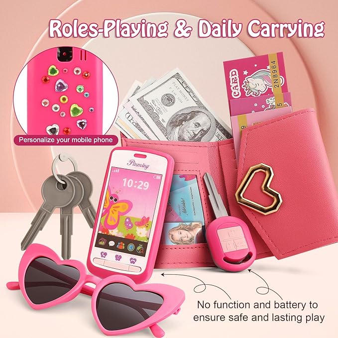 Toddler Purse for Little Girls 3-5 with Pretend Makeup Kit | Unicorn Kids Purse Accessories Play Fake Make up Set | Birthday Gifts for 4-6 Year Old Princess Toys