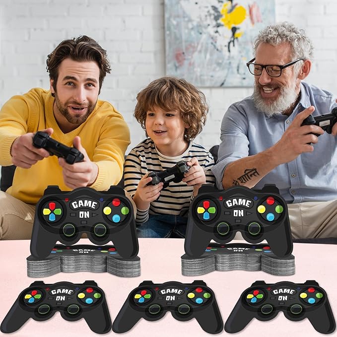 CHUNNIN 50 PCS Video Games Party Plates Gaming Dessert Disposable Plates for Kids Video Game Themed Party Supplies Game On Paper Tableware Birthday Decorations Supplies