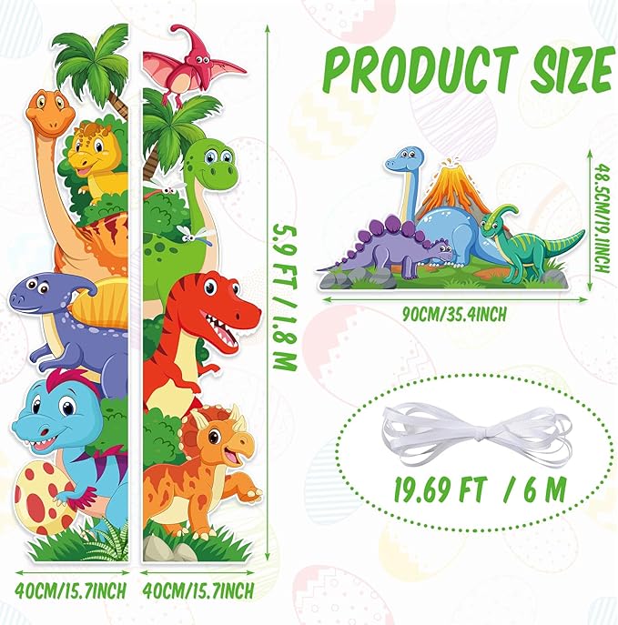 Namalu 3 Pcs Watercolor Dinosaur Door Banner Decorations Dino Birthday Themed Porch Sign Hanging Banners for Jungle Safari Photo Booth Props Front Door Window Wall Decor Supplies