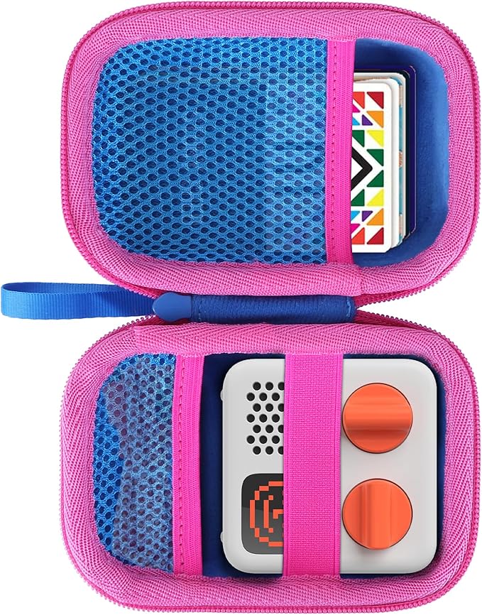 Storage Case Compatible with Yoto Mini Kids Audio Player Travel Device Plays Stories Music Podcast Radio Speaker (Blue + Rose red Zipper)