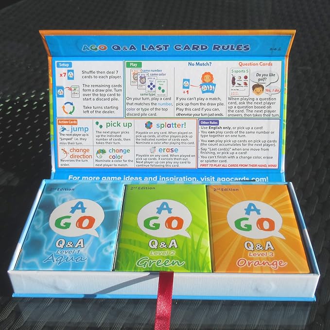 QnA ESL Card Game for Learning English. 3 Level Box Set. Practice English Conversation Through Play!