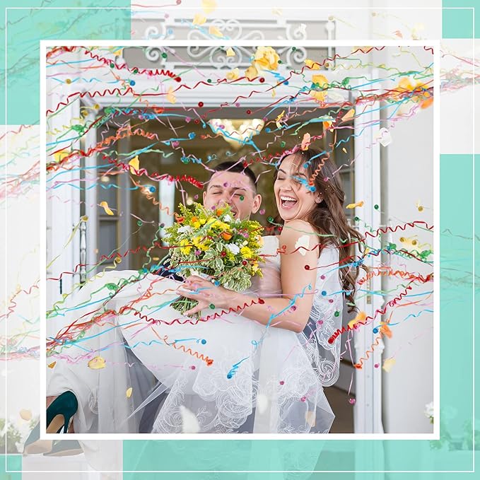 Civaner 30 Pcs Colorful No Mess Streamer Poppers for Wedding Confetti Hand Throw Streamers Paper Cracker for Wedding Celebrations Birthday Graduation Retirement Engagement Party Supplies Decor