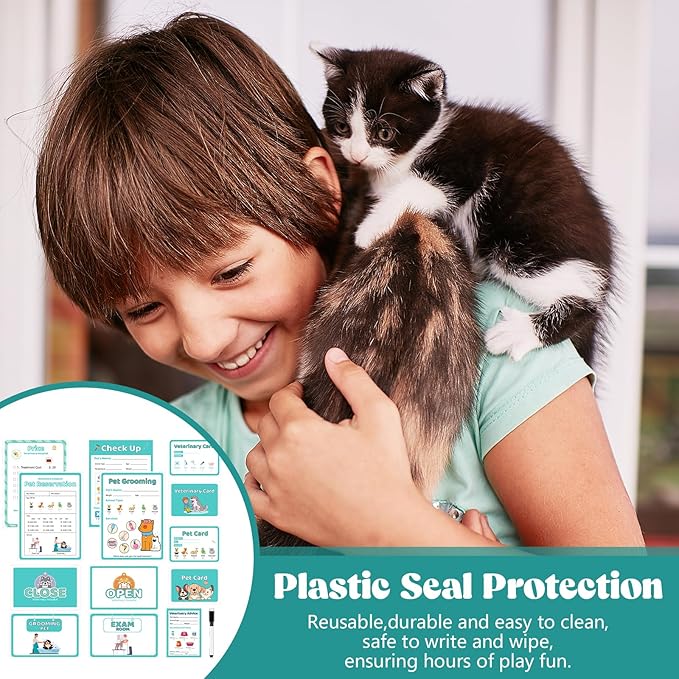 8 PCS Pretend Play Vet Kit Animal Care Pretend Play Veterinarian Supplies Pretend Vet Notepad Kids Double-Sided Imagination Playtime Pads Doctor 30 Pages with Pen for Toddler