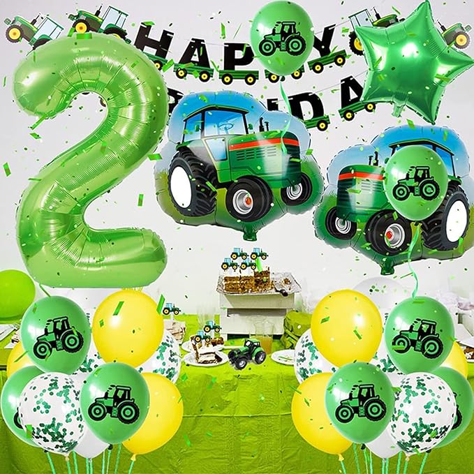 Birthday Decoration 2 Years Old, Tractor Birthday Decoration, Balloon Tractor Decoration Children's Birthday Party, Foil Balloon Tractor for Birthday Decoration Baby Shower Boys