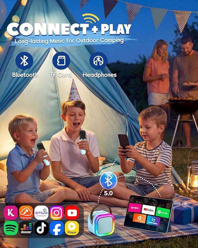Mini Karaoke Machine for Kids, 2026 TOP Toys Birthday Gifts Ideas for Girls Ages 4, 5, 6, 7, 8, 9, 10, 12+ Years Old, Portable MP3 Player with 2 Wireless Mics for Family Home Party