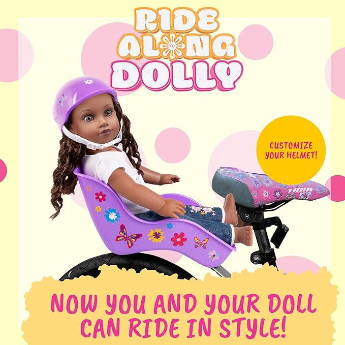 Purple Bike Helmet for 18" Dolls - Includes Doll Bicycle Helmet w Decorative Decal Stickers Accessory