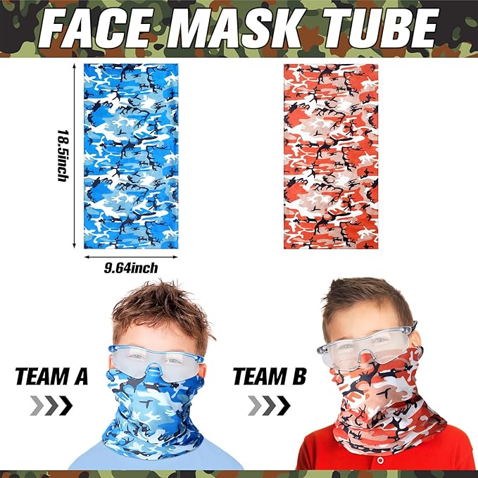 Sosation 16 Sets Kids Tactical Vest Compatible with Nerf Party Favor Accessories, Face Mask Wrist Ammo Holder Toy Gift Supplies Boys (Orange and Blue)