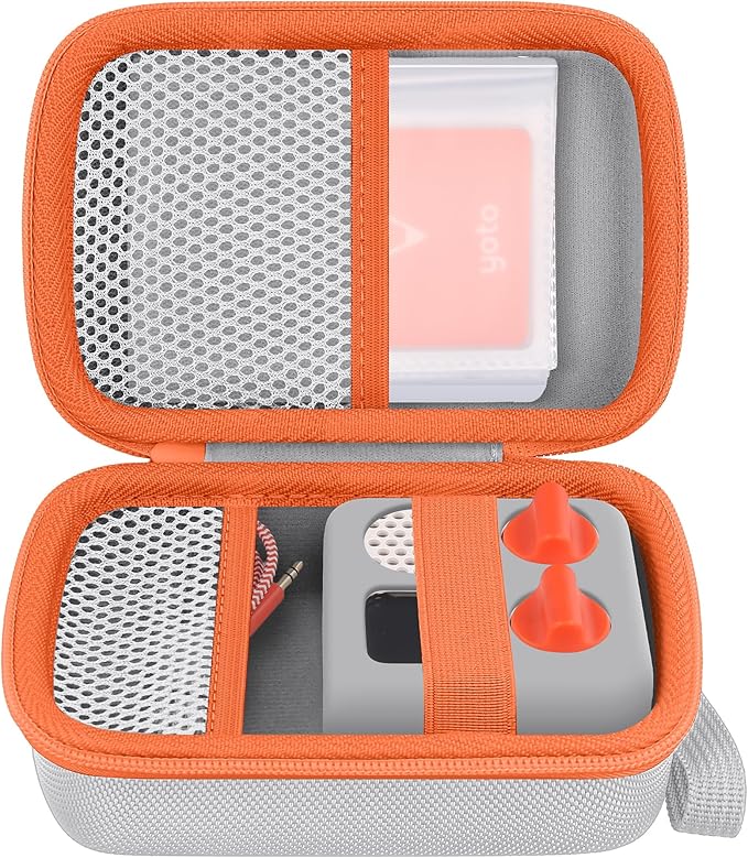 co2CREA Hard Case Compatible with Yoto Mini 2024 Edition Kids Audio Music Player Children Speaker Plays Audiobook Cards Radio and Card Holder Hold up to Yoto 36 Cards, Grey Case