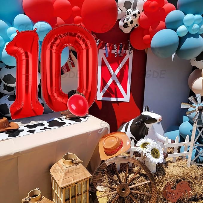 40 Inch 0 Red Number Balloons Mylar Foil Helium Digital Balloons Baby Shower 10th Birthday Party Decor Supplies