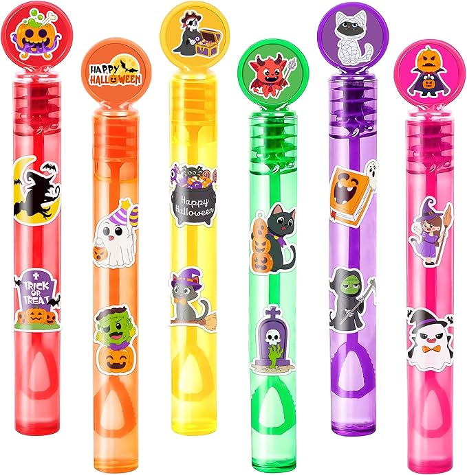 Halloween Party Favors for Kids – 24PCS Spooky-Themed Mini Bubble Wands, Great for Birthday Supplies, Piñata Fillers, Goodie Bags & Classroom Rewards