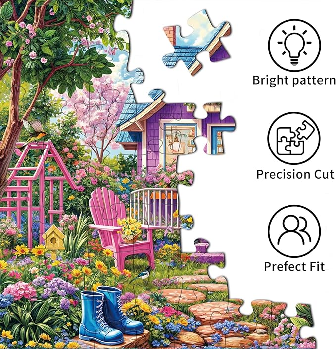 Jigsaw Puzzles for Adults 1000 Pieces, Interlock Perfectly Letter on Back No Dust, Home Decor Birthday Party Gift Toy for Men Women Elders Seniors, 1:1 Poster-Pink Flower Room