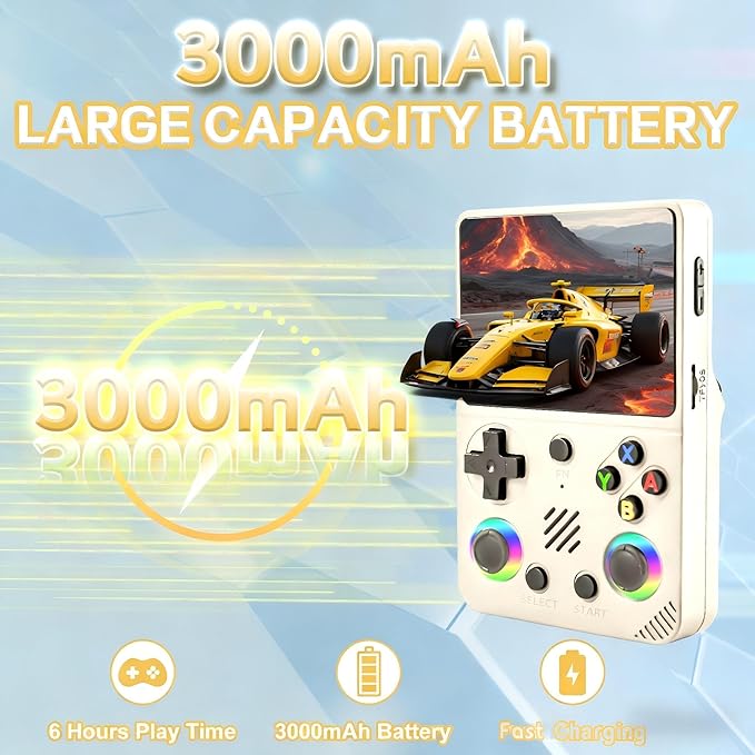 RG36PRO Video Game Console - Support 30000+Classic Games, 64G TF Card, Open Source System, 3.5-Inch Screen, 3000mAh Battery, Portable Console for Travel, Gift for Adult or Partner-White