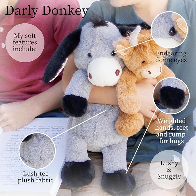 World's Softest Plush Stuffed Animal for Baby, Toddler, Kids, Adults - Adorable Toy Made from Kid-Friendly, Quality Materials - Lushee Darly Donkey, 16"