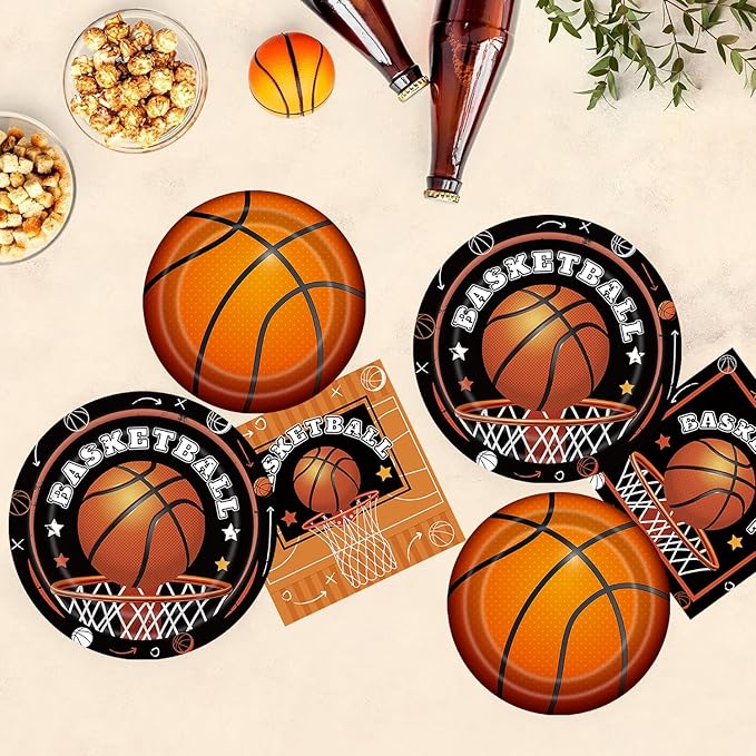 Basketball Birthday Party Decorations 100Pcs Basketball Sports Theme Birthday Party Supplies Basketball Plates and Napkins Basketball Party Favors for Basketball Party Decorations