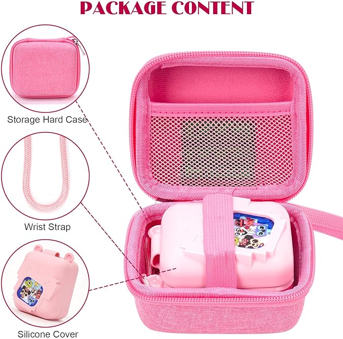 MGZNMTY Carrying Case and Silicone Case for Bitzee Disney Interactive Toy Digital Pet - Protective Skin Cover for New Bitsy Electronic Virtual Pet (Pink)