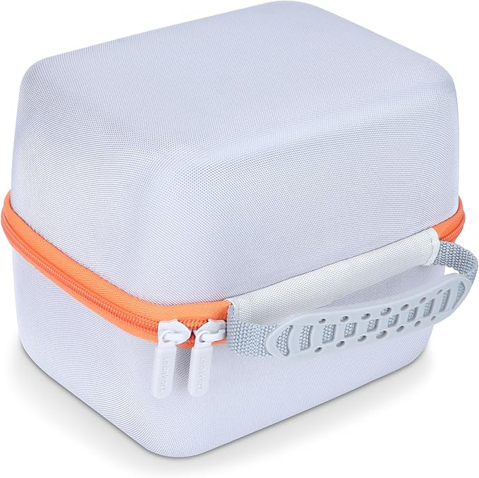 Hard Case Compatible with Yoto Player Kids Speaker Kids Audio Music Children Player (Off White + Orange Case)