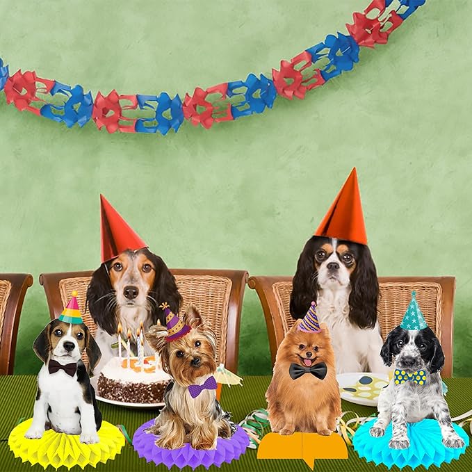 13Pcs Baby Dog Honeycomb Centerpieces Puppy Pet Birthday Party Supplies Pet Dog Party Table Decoration for Dog Theme Birthday Party Baby Shower Supplies