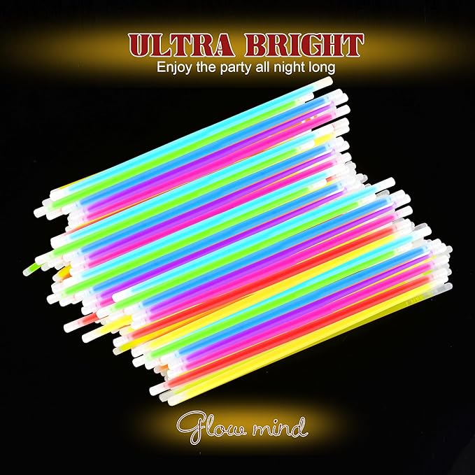 500 Ultra Bright Glow sticks,8" Glow Sticks Bulk,Glow Sticks For Kids Bulk Party Pack,Glow in The Dark Party Supplies,Glowsticks Party Favors with Bracelets and Necklaces