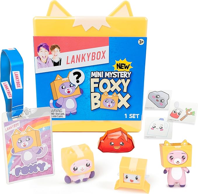 LankyBox Mini Foxy Mystery Box Foxy Mystery Box with 9 Exciting Toys to Discover Inside, Officially Licensed LankyBox Merch
