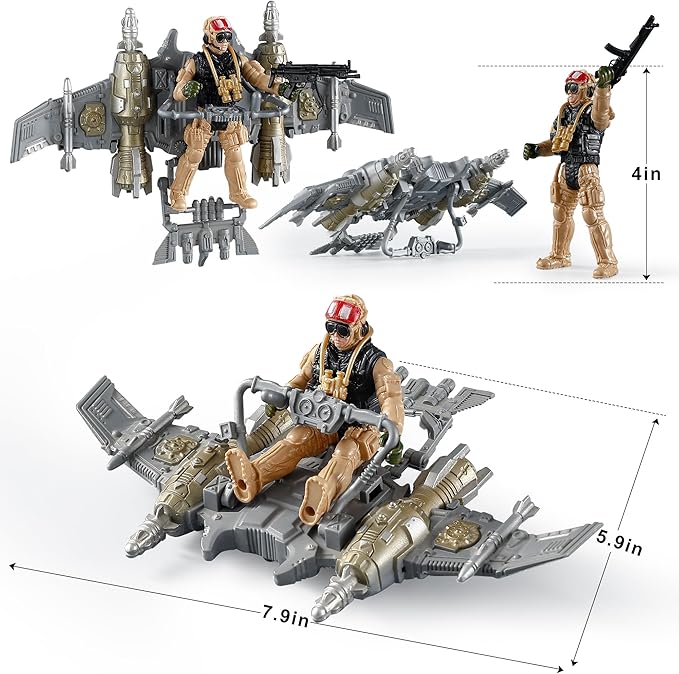 Mr.River US Army Men Action Figures Play Set, Toy Soldiers with Military Weapons Accessories for Kids Boys
