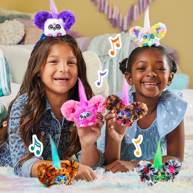 Furby Furblets Chee-Chee Mini Friend, Electronic Plush Toys for Girls & Boys, Cheetah Print, Speaks Furbish & Plays Music, Series 5, Back to School Gifts, Ages 6+