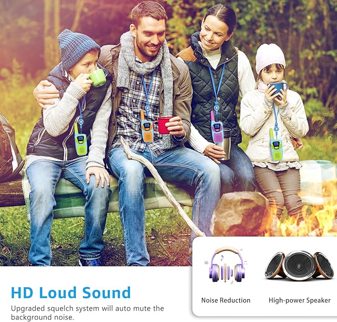 Walkie Talkies for Kids Long Range Walkie-Talkie for Adults Rechargeable 6 Pack with Lanyard NOAA USB, Family Pink 2 Way Radio Toys for 3-12 Year Old Boys Girls Toddlers Camping Skiing