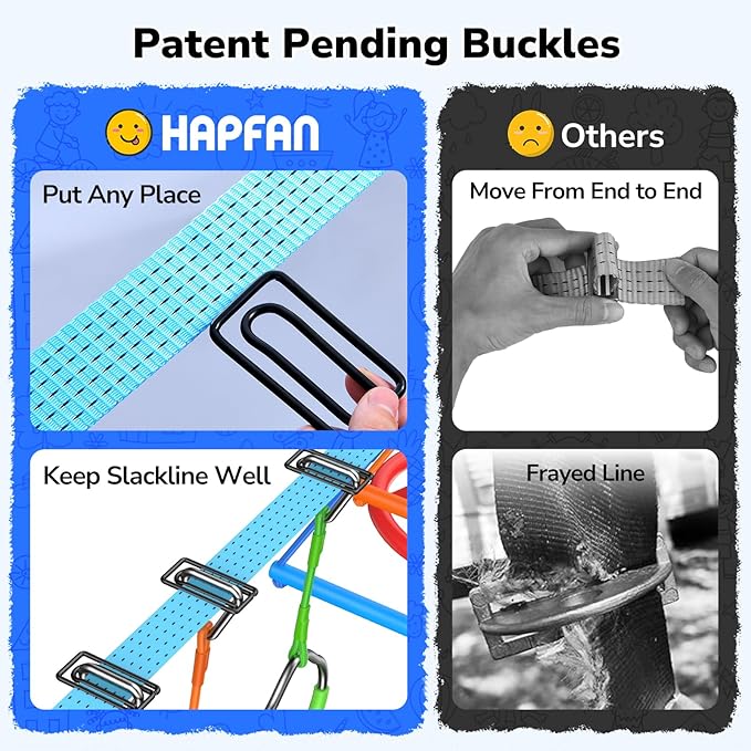 Hapfan 50 FT Ninja Warrior Obstacle Course Swing Set for Kids with Weather-Proof Accessories, Outdoor Playset with Monkey Bars for Backyard