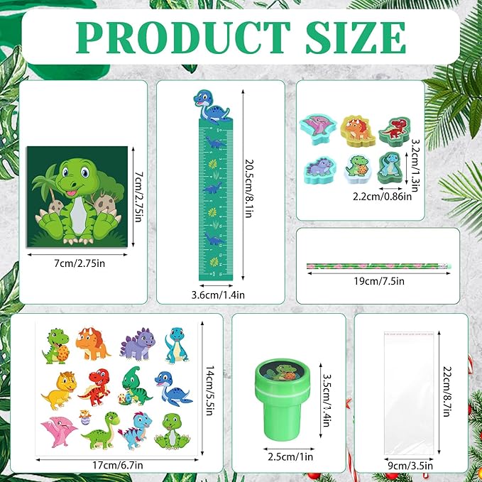 PerKoop 168 Pcs Dinosaur Party Favors Dinosaur Birthday Party Supplies Goodie Bags for Boys Girls Birthday with Notebook Pencil Sticker Stamp Stationery Gift Bag Fillers Piñata Stuffers Prize