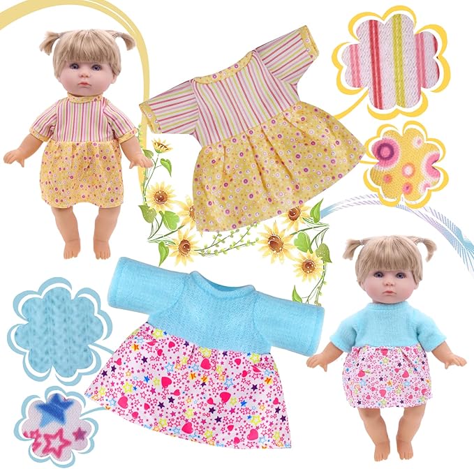 Alive Doll Clothes: 12 Sets Colorful Princess Dress, Romper, Sweater Costume & Accessories for 12-14 Inch Dolls - Perfect for Christmas & Birthday Gifts