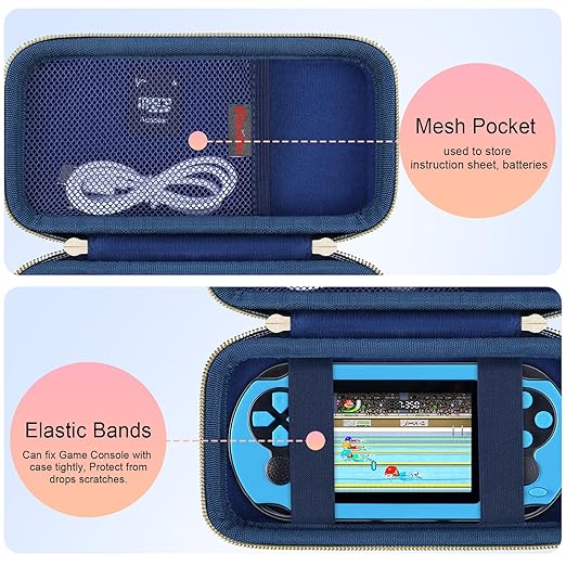 Elonbo Carrying Case for TaddToy/WELLST·G/Beijue/FAMILY POCKET/CCTU/X- JOYKIDS/GREENCREEK/Beico/KAVOYI/GuaiyeyeAP/TEBIYOU Handheld Game Console, Portable Electronic Gaming Player Bag, Blue