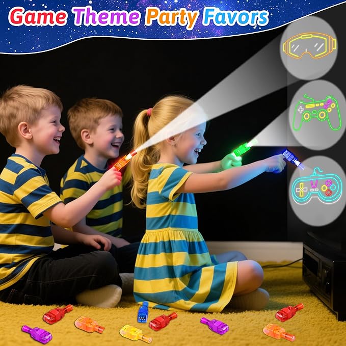 32 Pcs Video Game Party Favors Finger Lights Gamer Birthday Decorations, Neon Glow in the Dark Light Up Party Supplies Gaming Toys Fun Gifts Bulk for Kids Goodie Bags Stuffers Classroom Prizes