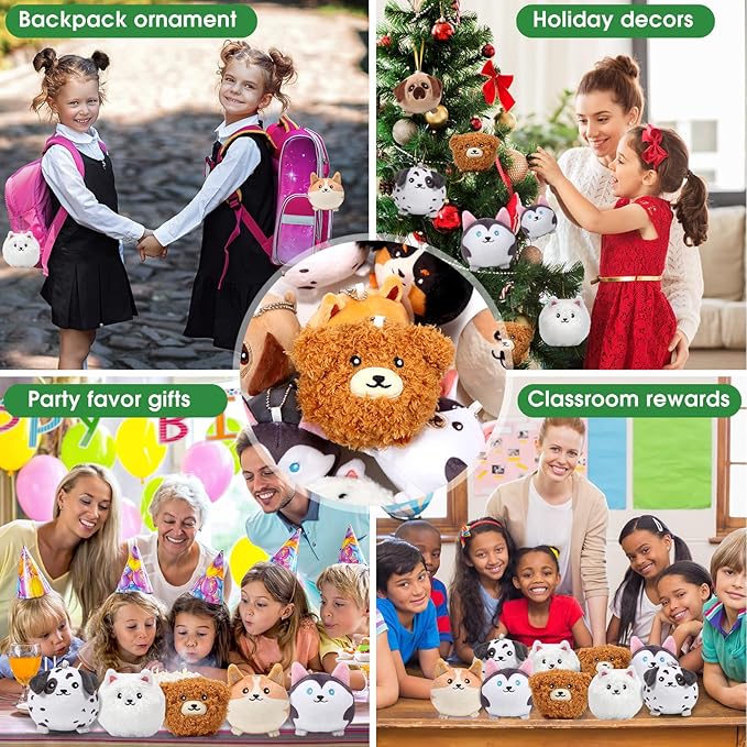Libima 9 Pcs Mini Stuffed Animals Bulk Adopt a Pet Party Favors 3.15 Inch Small Plush Keychains Cute Ornaments Toys for Baby Shower Birthday Gift Bags Fillers Easter Basket Stuffers(Puppy)
