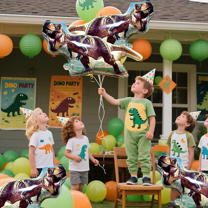 TUWUNA 4Pcs Dinosaur Balloons for Dinosaur Birthday Party Decorations Kids Party Supplies