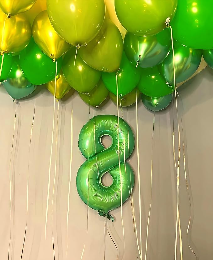 Light Green Foil Number 8 Balloon 40 Inch, Helium Mylar Eight Number 8 18 28 38 48 58 80 88 Birthday Balloons, 8th Light Green Women Men Wedding Anniversary, Graduations Party Supplies